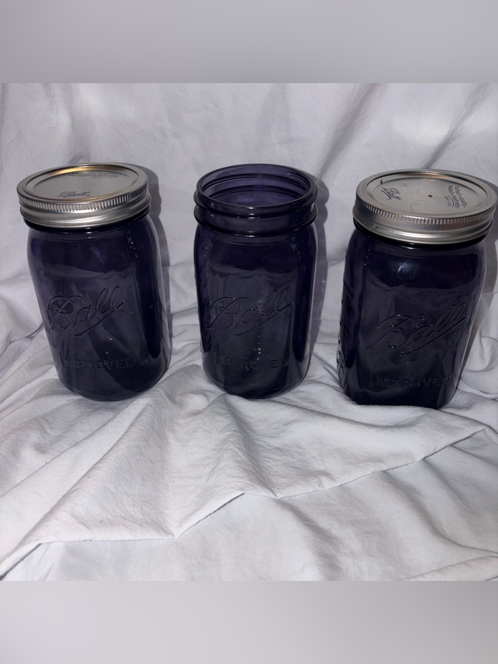 3 Ball Purple Quart Wide Mouth Jars 100 Years Of American Heritage 1913-1915 USA